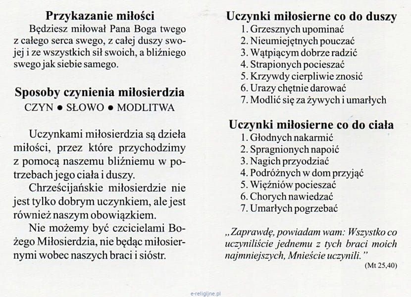 Uczynki Miłosierdzia Rok Koscielny Sprawdzian Kl 5