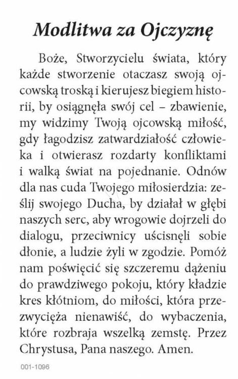 Obrazki z bł. ks. Jerzym Popiełuszko i modlitwą za Ojczyznę (100 sztuk) sklep dewocjonalia największy wybór - obrazki