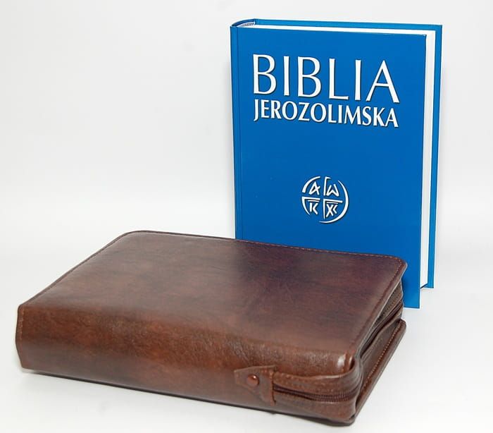  Okładka na Biblię Jerozolimską - skóra ekologiczna brązowa