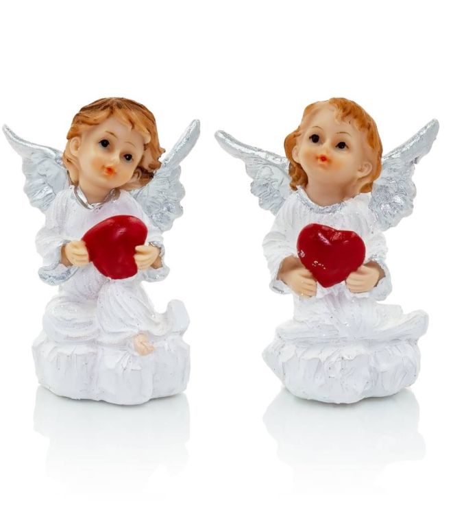 Aniołki z sercem - zestaw 2 sztuk figurek 10 cm sklep dewocjonalia aniołki figurki