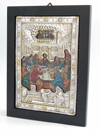 Ikona bizantyjska Ostatnia Wieczerza w srebrnej koszulce e-religijne.pl