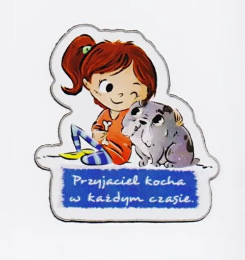 Magnes na lodówkę religijny "Przyjaciel kocha w każdym czasie" Chrześcijańskie upominki religijne. Koszulki, opaski żelowe na rękę. Sklep chrześcijański e-religijne.pl