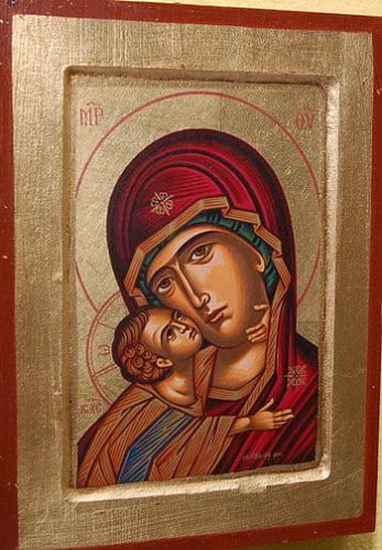 Ikona bizantyjska Matka Boża Eleusa 18 cm x 24 cm e-religijne.pl