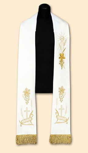 Stuła biała prymicyjna AS137 e-religijne.pl