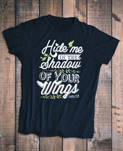 Damska koszulka chrześcijańska "Hide Me In The Shadow ..." Sklep religijny - e-religijne.pl Największy wybór koszulek chrześcijańskich różnych producentów