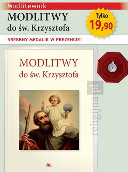 Sklep e-religijne.pl:  Modlitwy do św. Krzysztofa. Modlitewnik ze srebrnym medalikiem