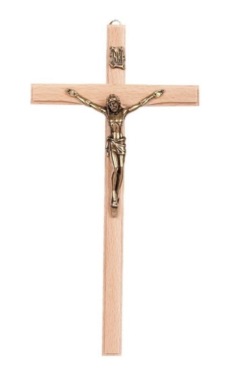 Krzyż drewniany do powieszenia 01-421 - jasny 19 cm e-religijne.pl