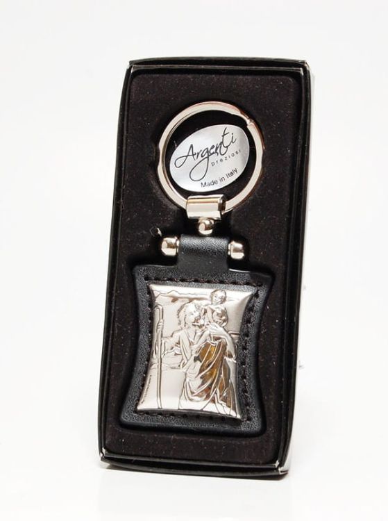 Brelok do kluczy św. Krzysztof posrebrzany czarny e-religijne.pl