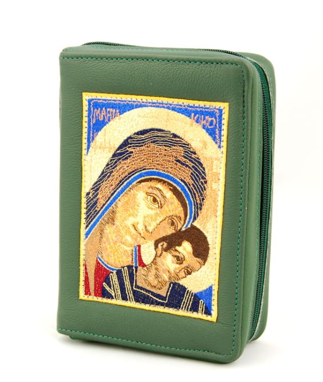 Okładka na Pismo św. z ikoną haftowaną ze skóry - (K) - format oazowy e-religijne.pl