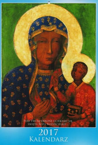 Religijny kalendarz na ścianę ze świętami. Wizerunki Maryi na każdy miesiąc. Sklep księgarnia religijna