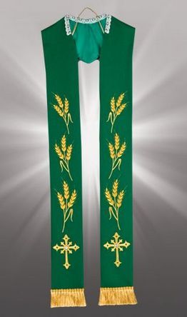 Stuła zielona uroczysta haftowana K31 e-religijne.pl