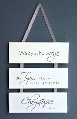 Sklep chrześcijański e-religijne.pl Tryptyk biblijny do zawieszenia "Wszystko mogę w Tym, który mnie umacnia ..." Flp 4,13
