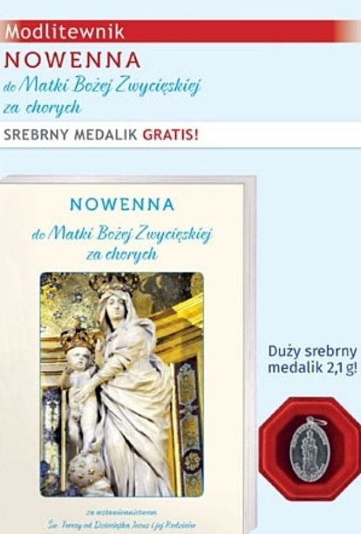 Nowenna do Matki Bożej Zwycięskiej za chorych. Modlitewnik ze srebrnym medalikiem księgarnia chrześcijańska