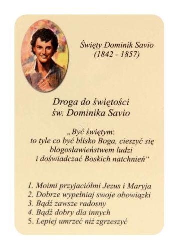 Produkty chrześcijańskie: Obrazki ze św. Dominikiem Savio dla ministrantów (10 sztuk) sklep religijny
