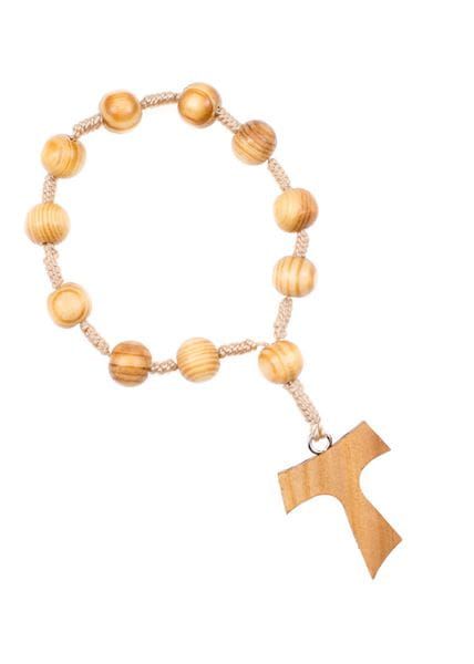 Księgarnia religijna sklep chrześcijański - Różaniec drewniany dziesiątka z krzyżykiem TAU