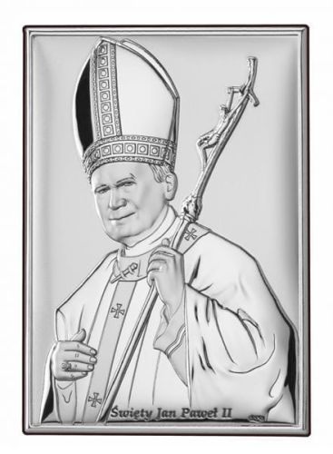 Sklep - upominki religijne:  Obrazek srebrny Jan Paweł II DS16/1 7 x 9,5 cm księgarnia religijna