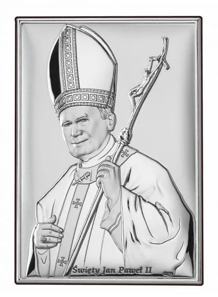 Sklep - upominki religijne:  Obrazek srebrny Jan Paweł II DS16/1 7 x 9,5 cm księgarnia religijna
