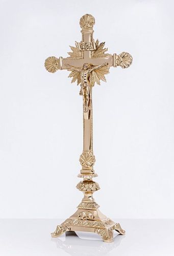 Sklep chrześcijański Krzyż ołtarzowy mosiężny 40 cm CF-1004