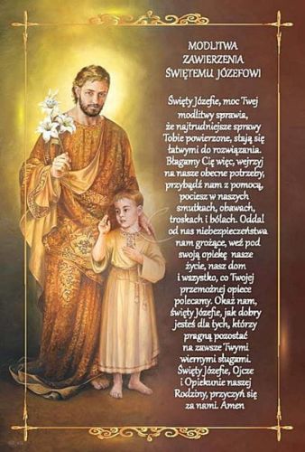 Księgarnia religijna - dewocjonalia - akcydensy: Modlitwa zawierzenia św. Józefowi pocztówka 10 x 15 (zestaw 5 sztuk)