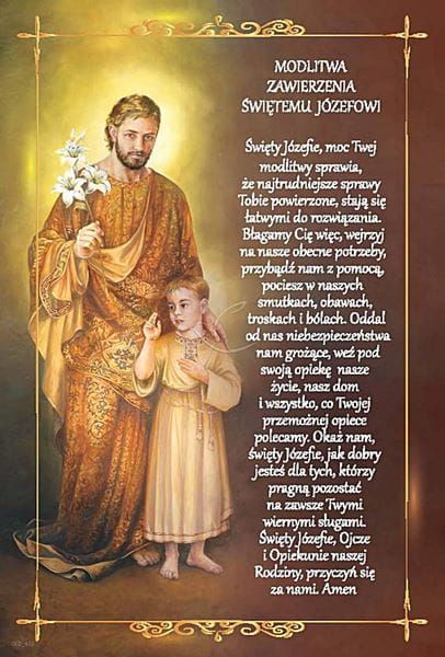 Księgarnia religijna - dewocjonalia - akcydensy: Modlitwa zawierzenia św. Józefowi pocztówka 10 x 15 (zestaw 5 sztuk)