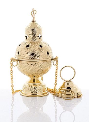 Sklep liturgiczny z dewocjonaliami | Kadzielnica trybularz mosiężny - kolor złoty CE-1028