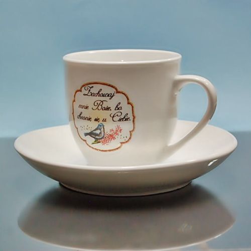 Filiżanka z motywem religijnym "Zachowaj mnie Boże, bo chronię ..." Chrześcijański sklep  - upominki religijne: kubki, filiżanki, koszulki i inne