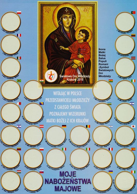 POMOCE DUSZPASTERSKIE: Moje nabożeństwa majowe - sprawdziany - kontrolki dla dzieci 2016 Naklejki na planszę 25 sztuk. SKLEP e-religijne.pl