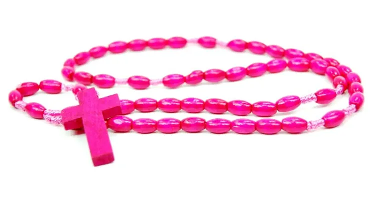 Różaniec drewniany 4408-1 różowy e-religijne.pl