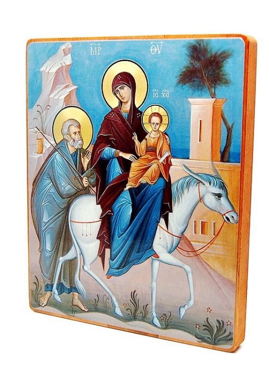 Ikony - Ikona Ucieczka Świętej Rodziny do Egiptu 15 cm x 18 cm