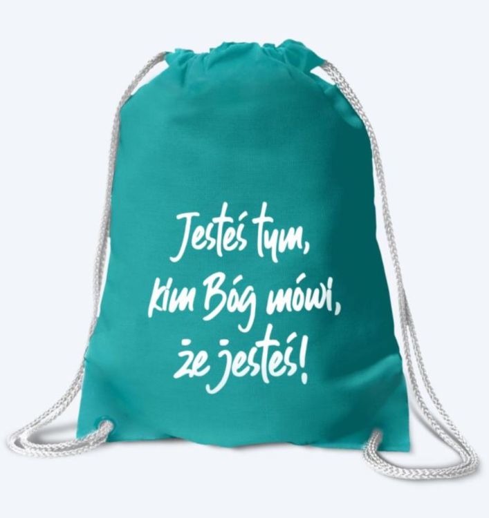 Torba plecak chrześcijański "Jesteś tym kim Bóg mówi, że jesteś" tur sklep chrześcijański