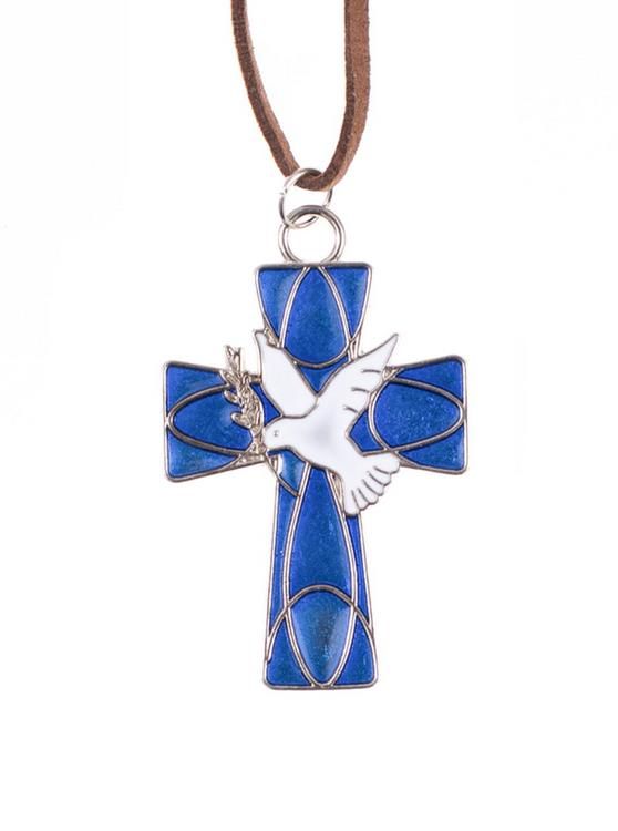 Krzyżyk 5,5 cm zawieszka metalowa z Duchem Świętym K3019A-2 sklep chrześcijański