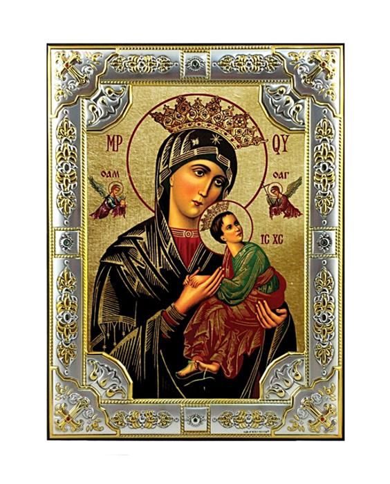 Sklep z dewocjonaliami - Ikona Matka Boża Nieustającej Pomocy w srebrnej ramie 18 x 24