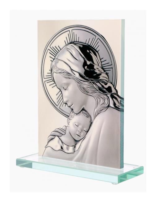 Sklep z dewocjonaliami | Upominki religijne | Maryja z Dzieciątkiem - obrazek na szkle z podstawką | księgarnia
