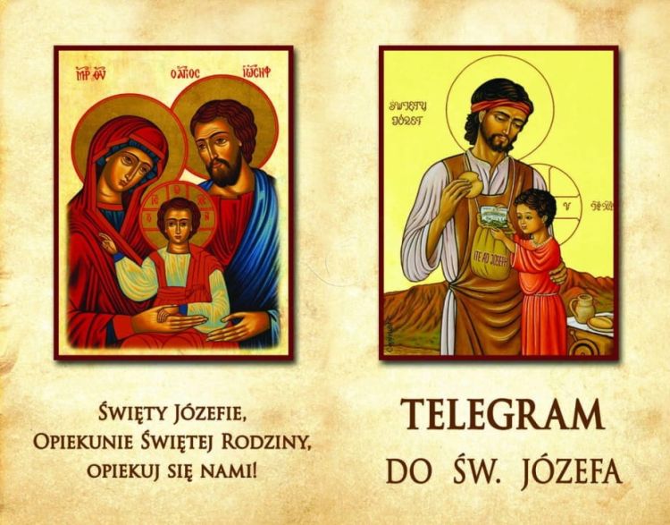 Telegram do świętego Józefa - karnet z modlitwą (5 sztuk) | księgarnia religijna | dewocjonalia | druki