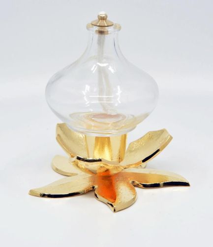 Sklep | lampki oliwne | Lampka oliwna szklana z mosiężną podstawą 1043