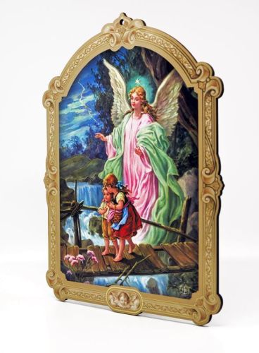 Obrazek Anioł Stróż z dziećmi na kładce 17 x 23 | sklep chrześcijański