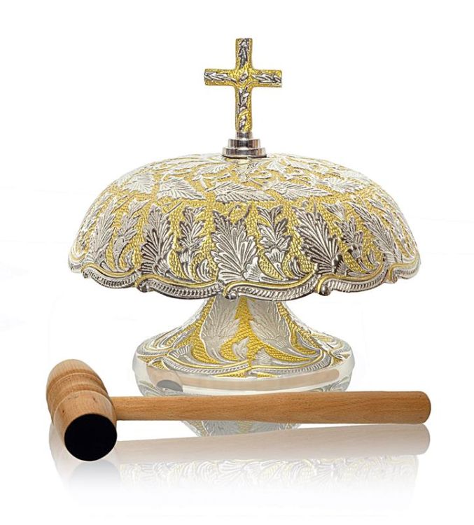 Sklep liturgiczny z dewocjonaliami | Gong mosiężny z młoteczkiem do kościoła P134 | cena