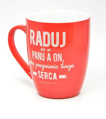 Kubek "Raduj się w Panu" sklep chrześcijański | pamiątki prezenty religijne
