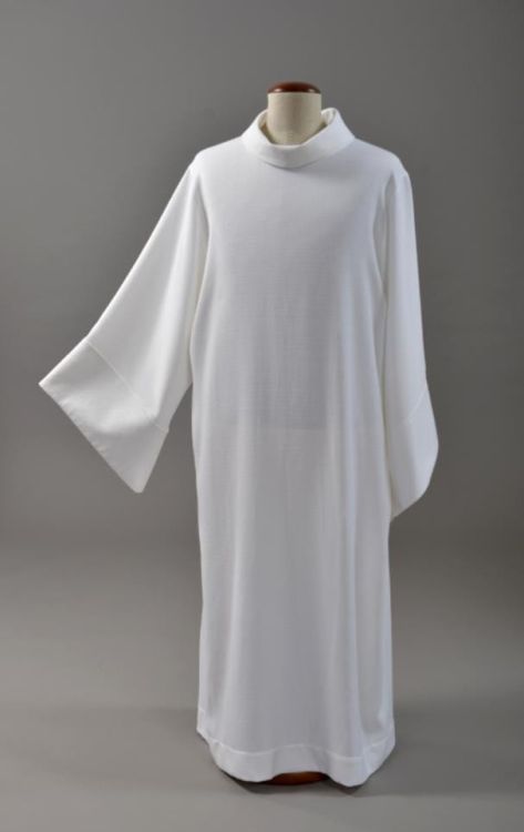 Wyposażenie kościoła i parafii | Alba kapłańska z domieszką lnu i ozdobnymi mankietami 3-125-0