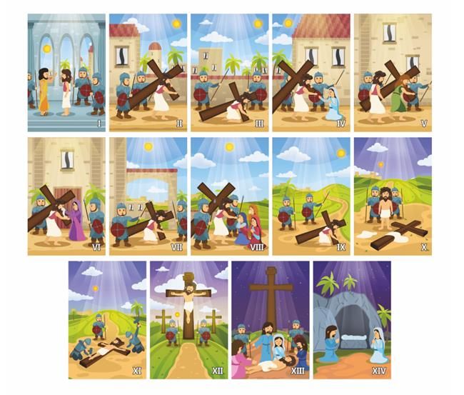 Sklep chrześcijański | Puzzle Droga Krzyżowa - zestaw 14 obrazków