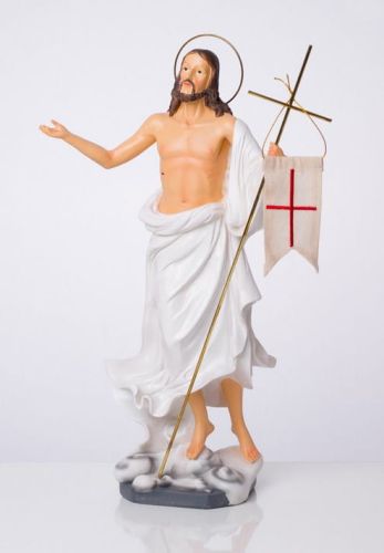 Sklep liturgiczny Figurka Chrystusa Zmartwychwstałego z chorągiewką 38cm do procesji