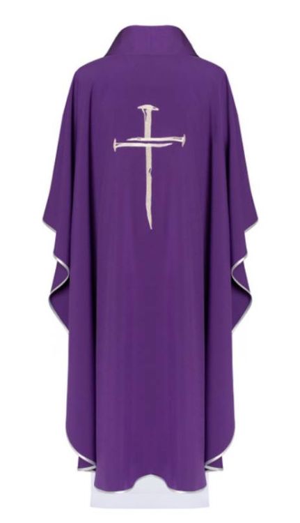 Ornat na Wielki Post fioletowy z krzyżem KOR/225/03/12 - sklep z ornatami