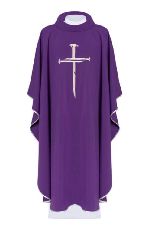 Ornat na Wielki Post fioletowy z krzyżem KOR/225/03/12 - sklep z ornatami