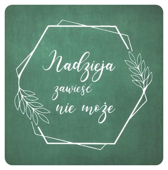 Podstawka korkowa "Nadzieja zawieźć nie może" sklep chrześcijański - prezent dla młodzieży dzieci na rekolekcje