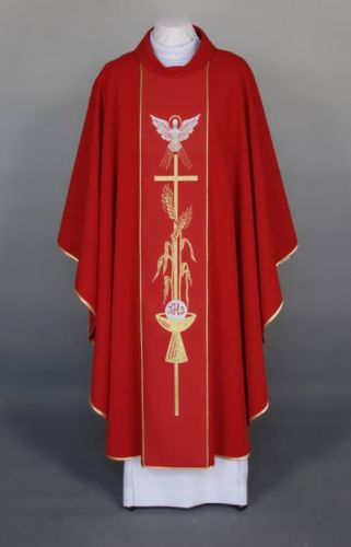 Ornat czerwony z Duchem Świętym 1-076-22 ✜ Ornaty na bierzmowanie ✜ sklep