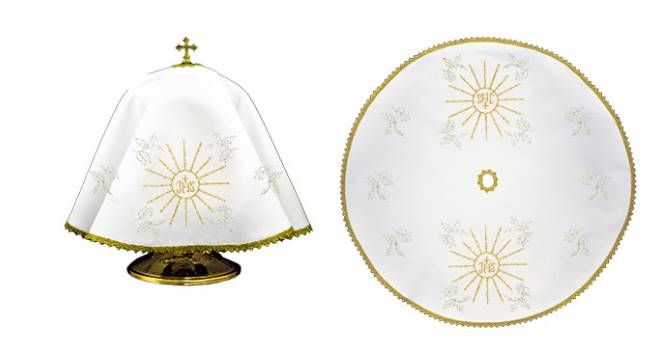 Sklep liturgiczny z szatami liturgicznymi i naczyniami: Sukienka - welon na puszkę KWE/011/O/04