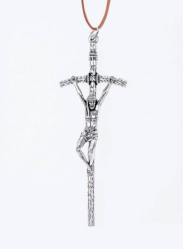 Sklep chrześcijański krzyżyki do bierzmowania -  Krzyż do bierzmowania ozdobny z rzemykiem 9,5 cm