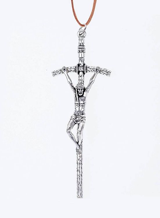 Sklep chrześcijański krzyżyki do bierzmowania -  Krzyż do bierzmowania ozdobny z rzemykiem 9,5 cm