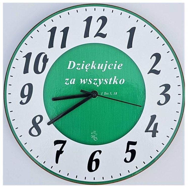 Chrześcijański sklep religijny - Zegar ścienny z tekstem religijnym "Dziękujcie za wszystko"