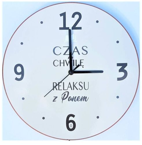 Zegar ścienny z tekstem religijnym "Czas na chwilę relaksu z Panem" sklep religijny